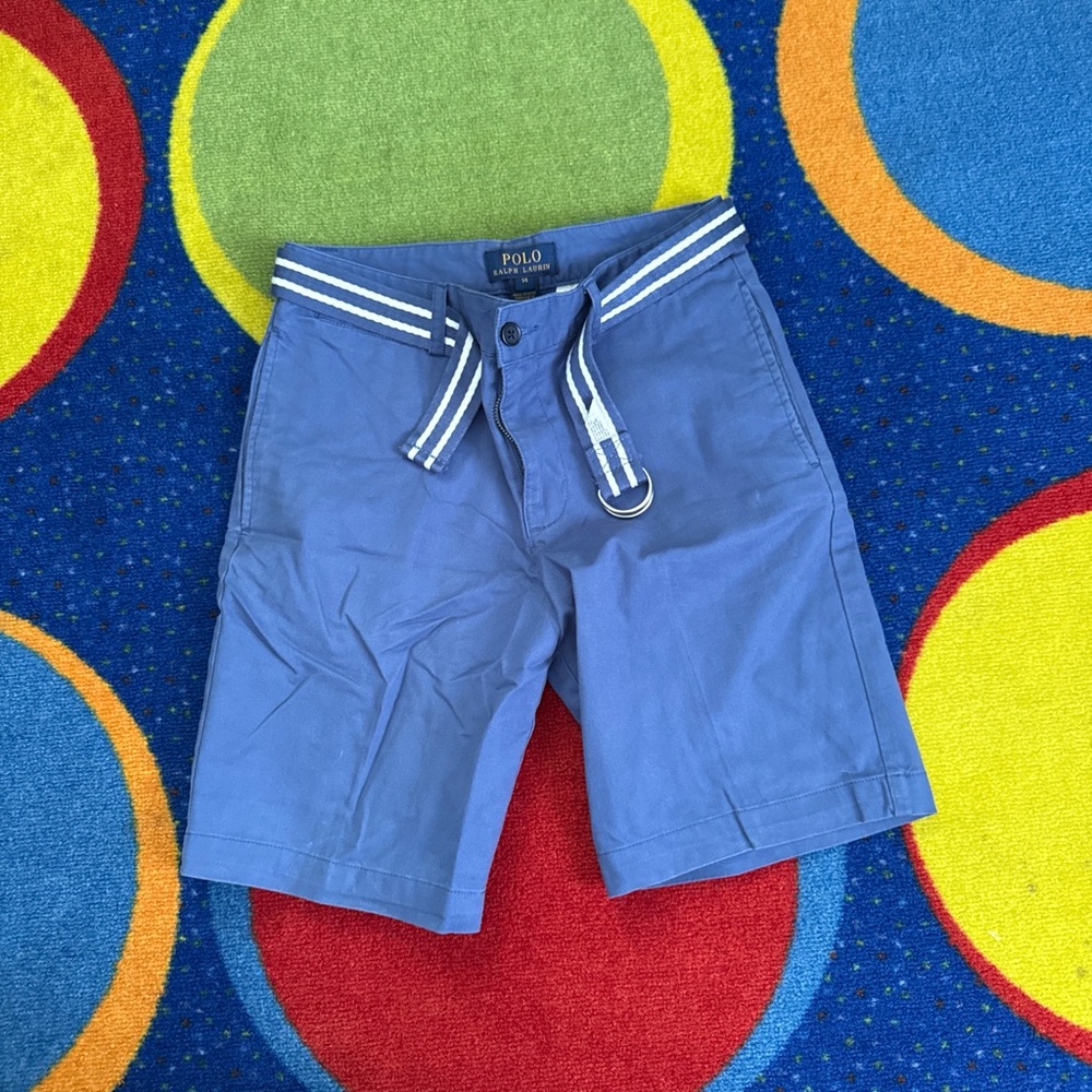 Polo by Ralph Lauren Boys Blue Shorts with Striped Belt